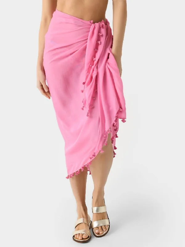 Tassel Trim Pareo In Pink