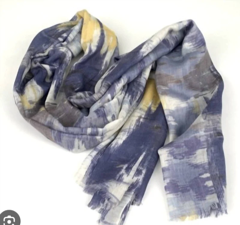 Ikat Print Scarf In Indigo