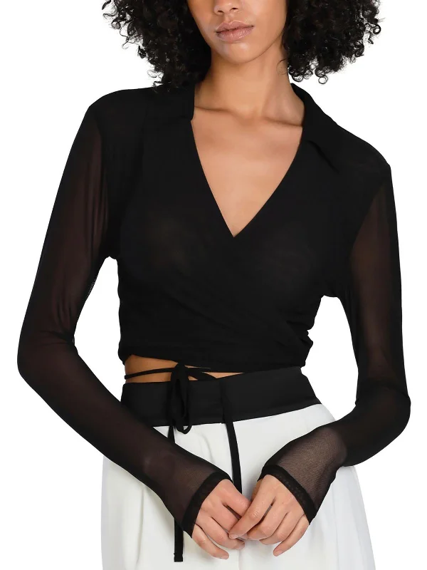 Womens Mesh Tie Front Wrap