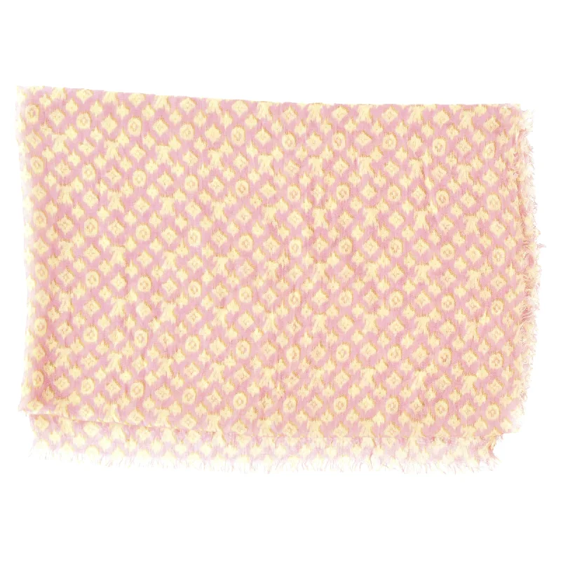 Louis Vuitton Monogram Logo Scarf in Pink Wool-Silk Blend