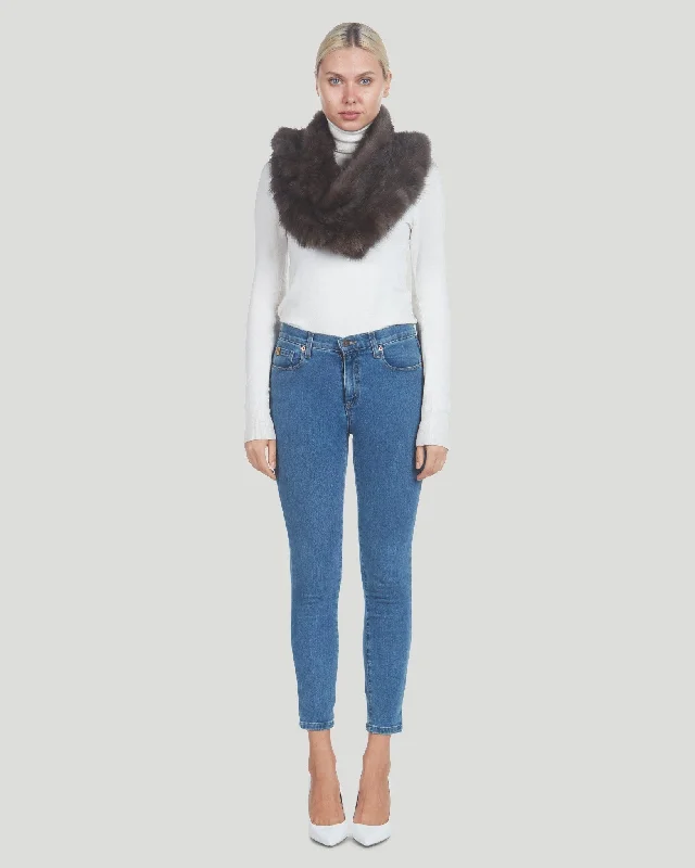 Sable Knit Infinity Ruffle Scarf