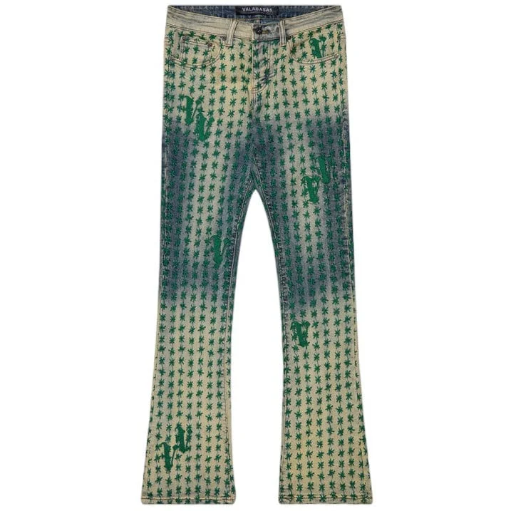 Valabasas Asterisk Stacked Flare Jean (Blue/Green) VLBS1101623