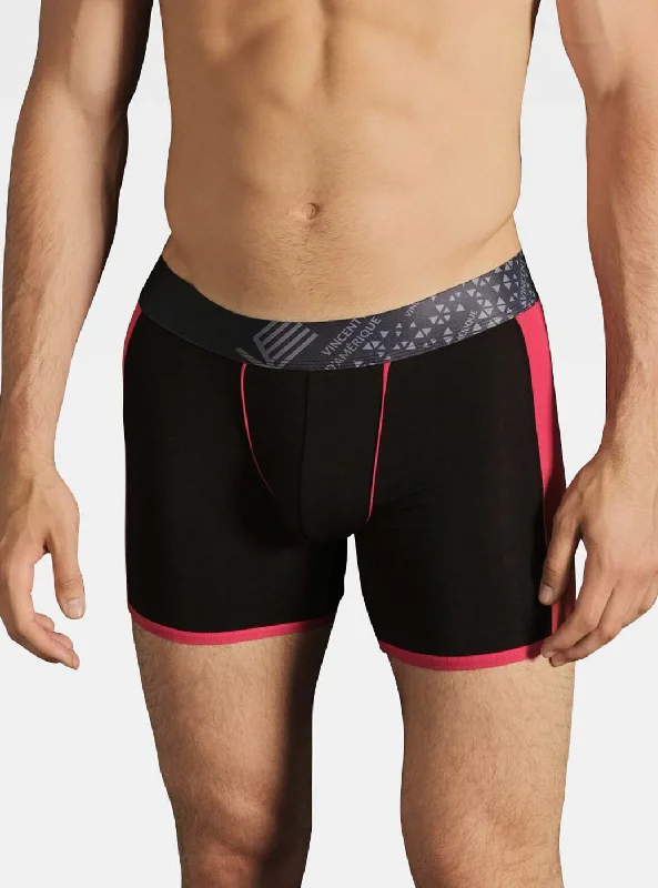 Plain black bamboo boxers with red contrast