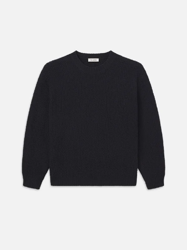 Wool Cashmere Textured Sweater  -- Dark Navy