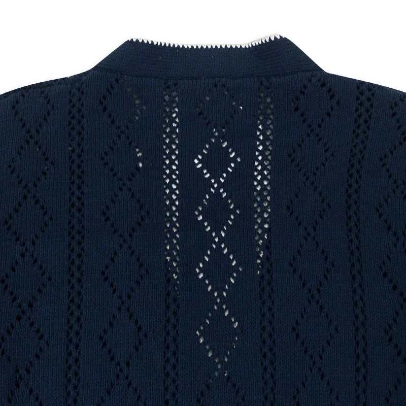 OPEN KNIT NAVY CARDIGAN