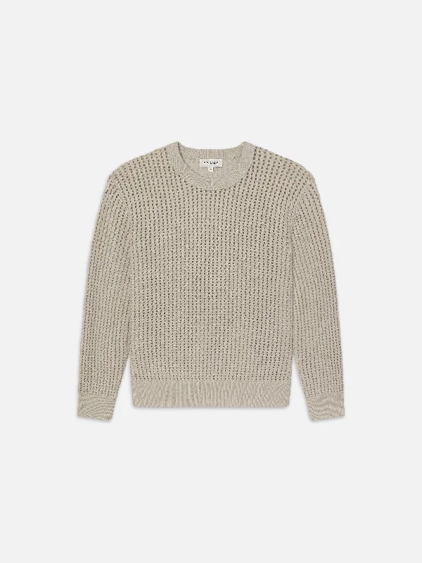 Cotton Blend Crewneck Sweater -- Mineral Grey