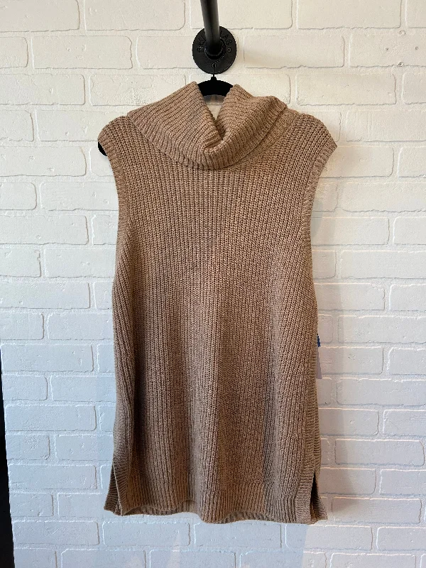 Vest Sweater By Lands End In Tan, Size: Xl