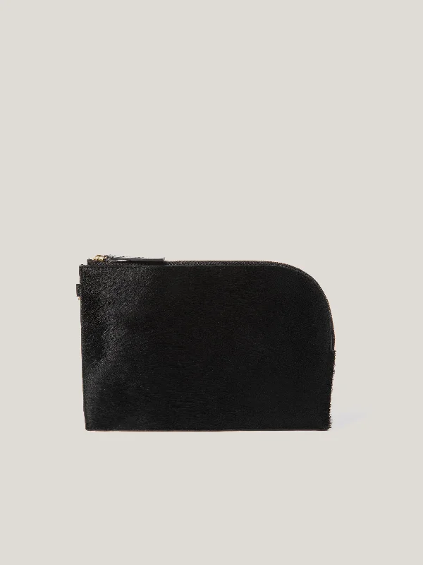 Sophia Calf Hair Pouch | Black