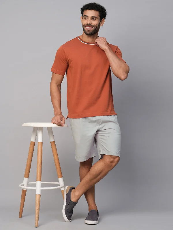 Men's Light Grey Cotton Regular Fit Shorts