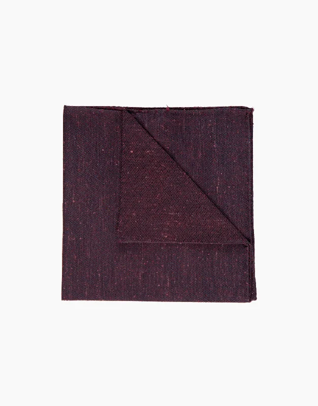 Burgundy Herringbone Silk Pocket Square