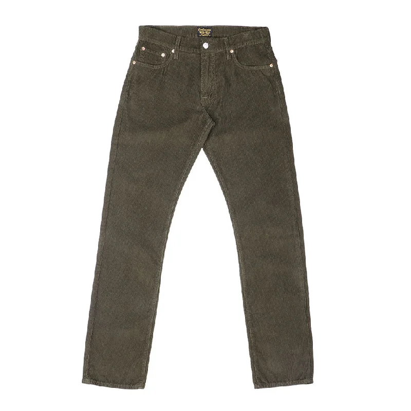 5-Pocket Slim Fit Corduroy Pants - Dark Army Green