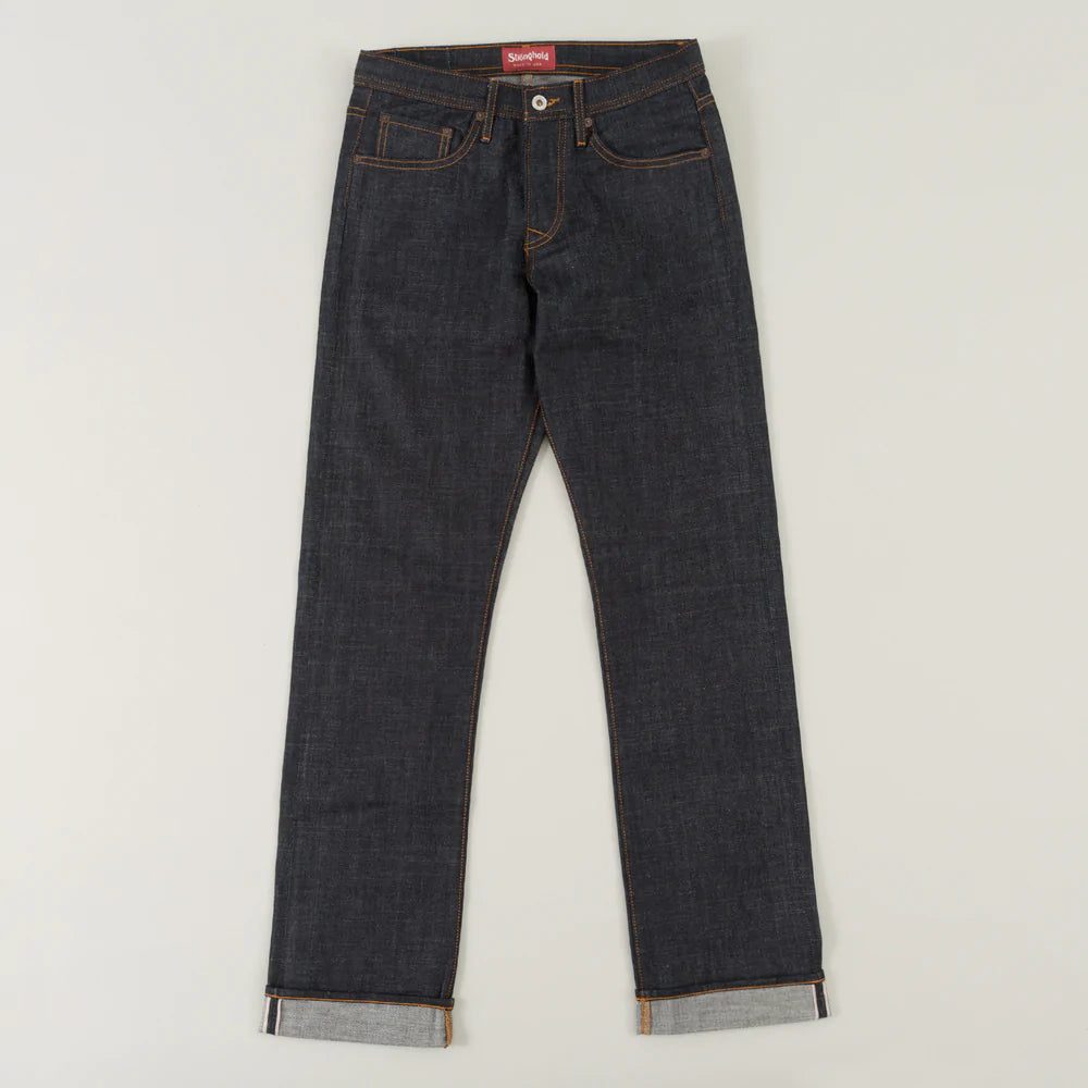 THE STRONGHOLD ORIGINAL FIT 10.5 OZ INDIGO SELVEDGE RAW DENIM WITH SPICE STITCHING