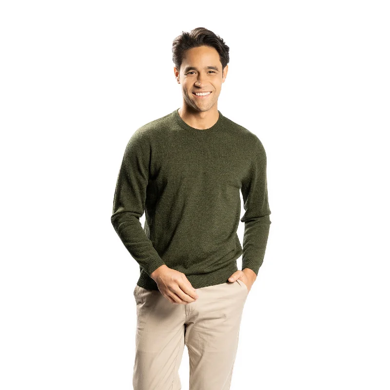 Merino Wool Sweaters Crew Neck - Olive