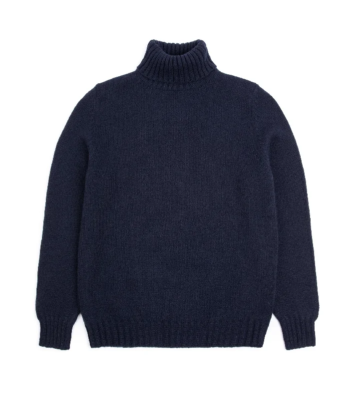 Fedeli Derby Cashmere Roll Neck Sweater: Dark Navy