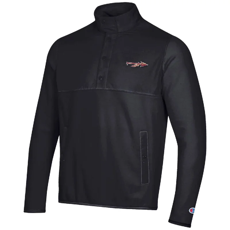 Champion Men's Spear Logo Explorer Fleece 1/4 Snap Jacket - Black