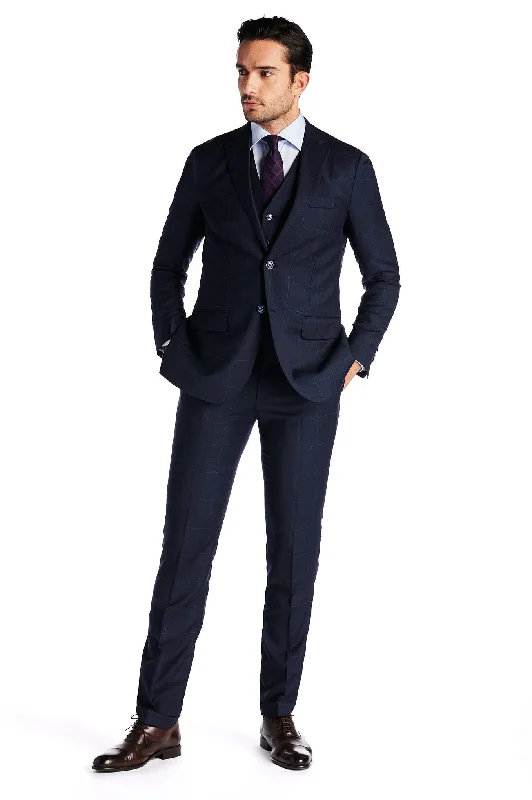 Men's Classic Checkered Slim Fit Suit with Vest