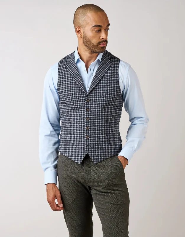 Shelby Blue Guncheck Waistcoat