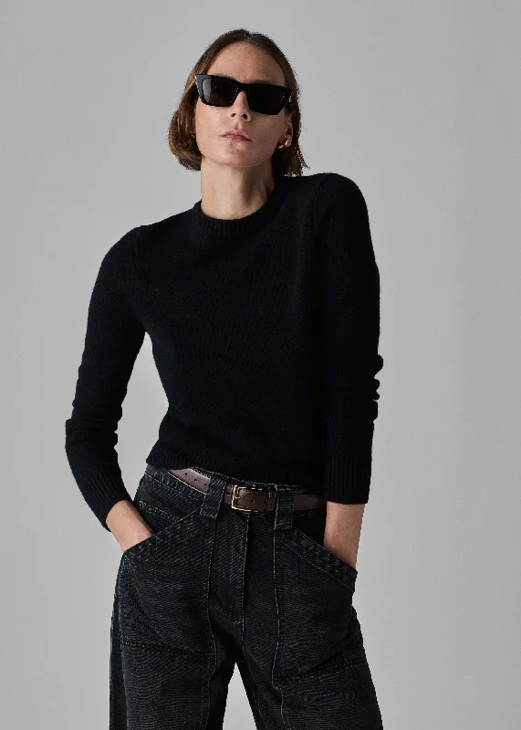 Classic Crew Sweater  in Cashmere - Black