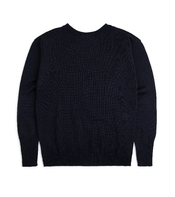 Andersen-Andersen Seaman Wool Crew Neck Sweater: Navy