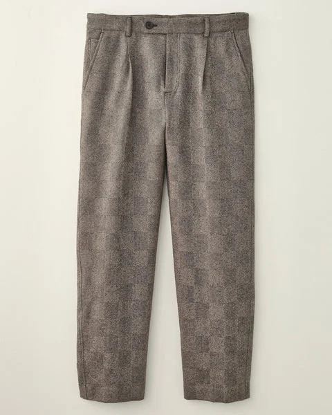 CORRIDOR CHECK PLEATED TROUSER IN GREY