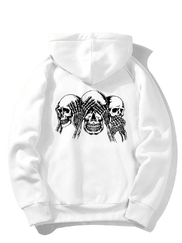 Three Wise Skulls Back Print Hoodie