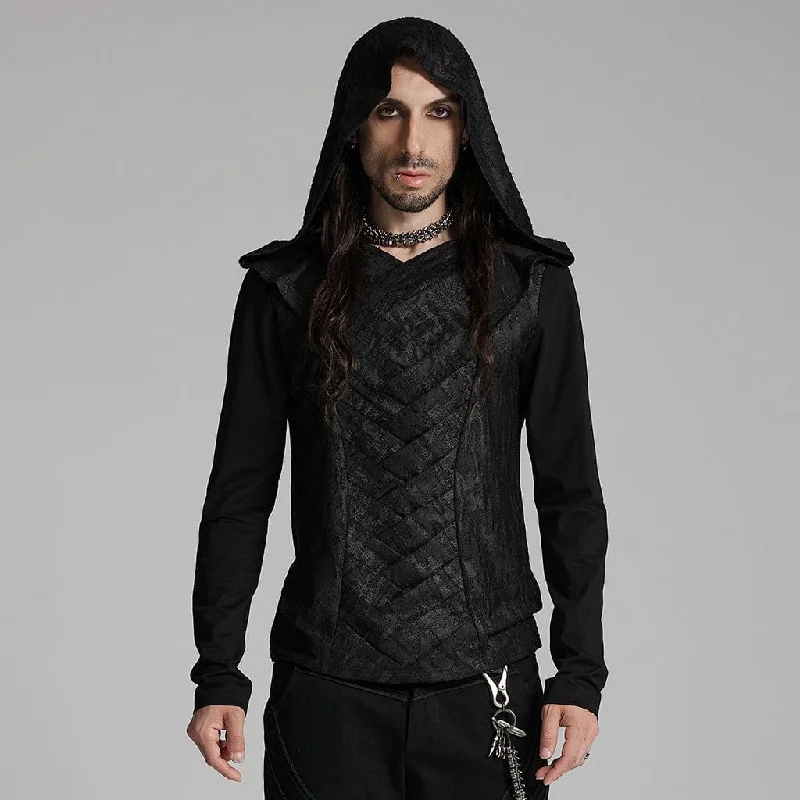 Men's Punk Overlaping Mesh Hoodies