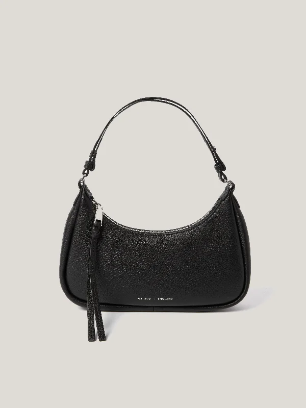 Leather Crescent Shoulder Bag | Black