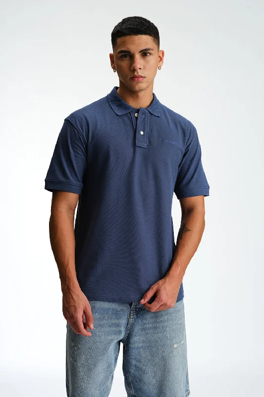 Blue Signature Jacquard Collar Premium Polo