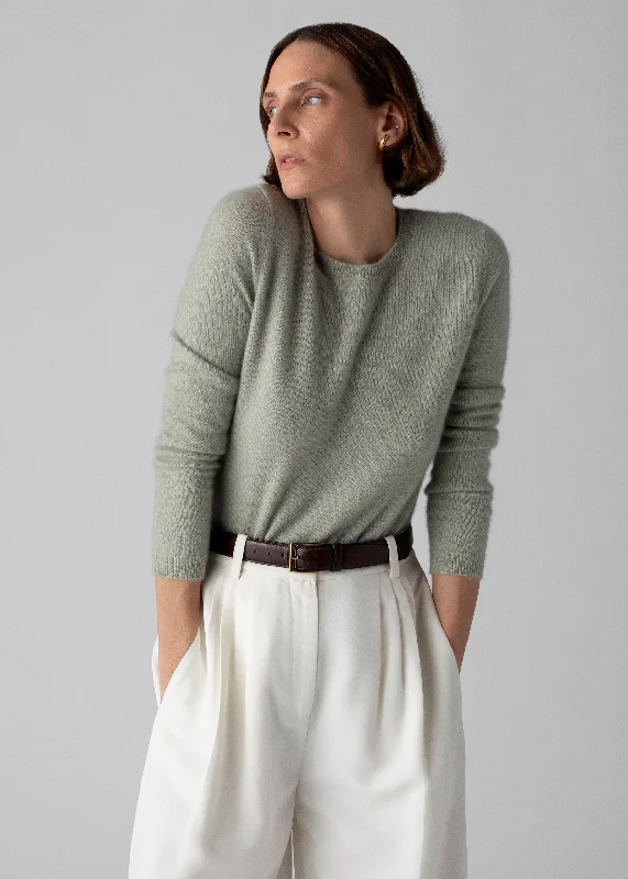 Long Sleeve Crew  in Silk Cashmere  - Light Green