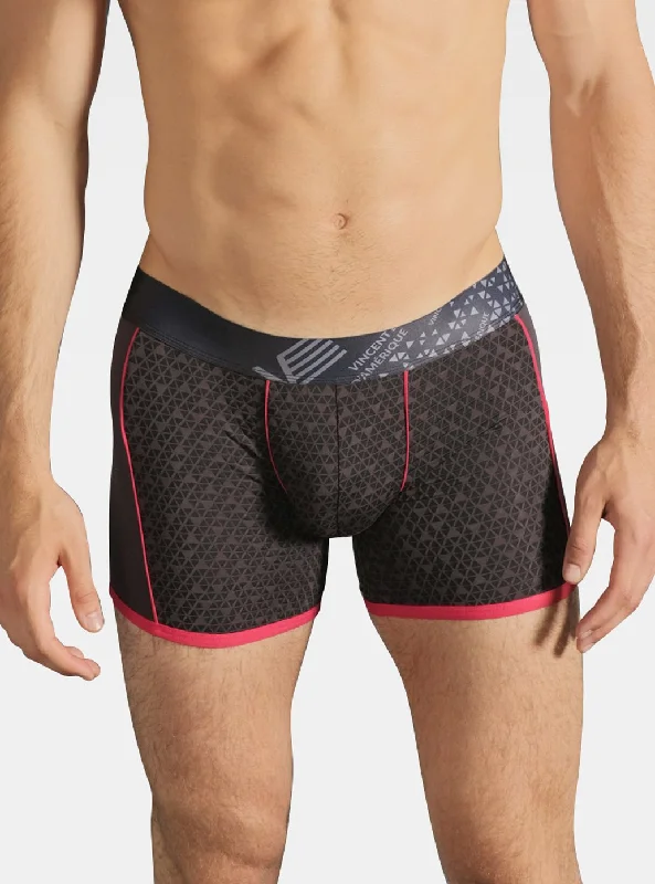 Charcoal and red bamboo boxers