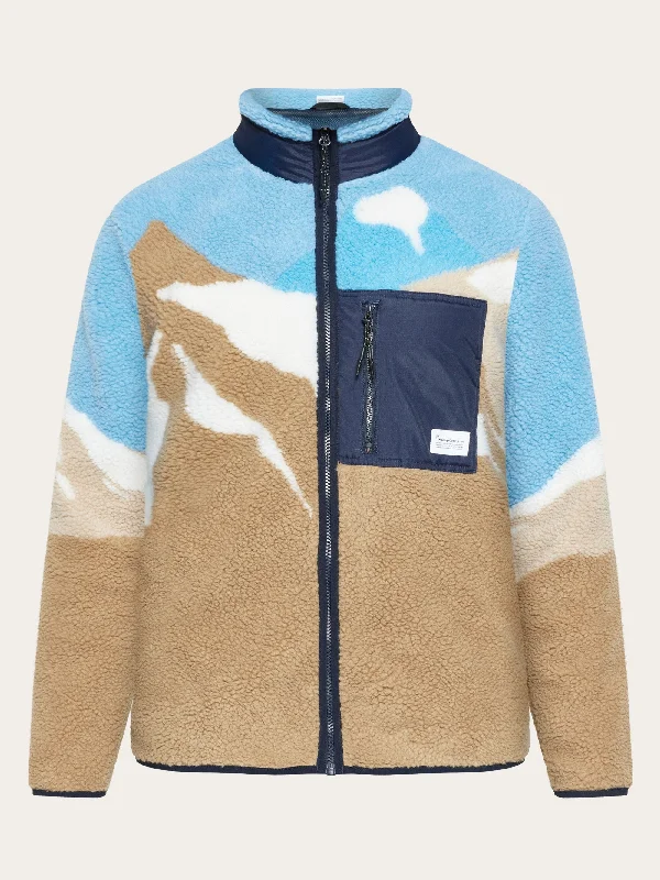 Loose mountain teddy jacket - GRS/Vegan - Blue