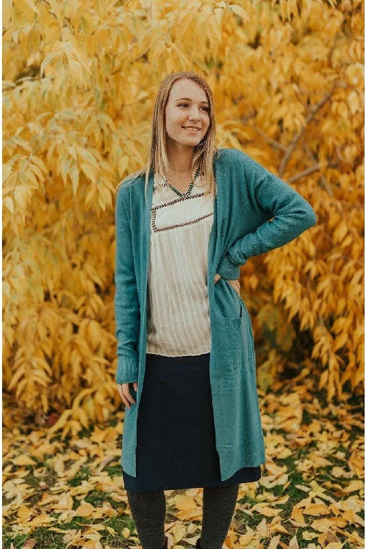 Cynthia Pocket Fit Cardigan Teal Blue