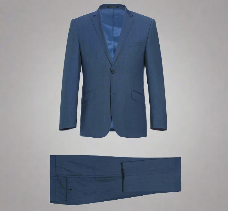 Single Breasted Wool Blend SLIM FIT Suit in Blue (Short, Regular, and Long Available) by Renoir