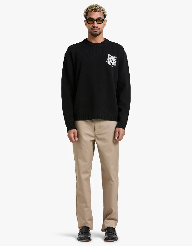 Fox Head Intarsia Comfort Jumper - Black