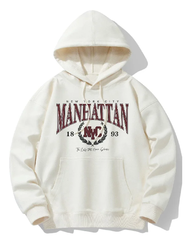 Manhattan Varsity Print Cotton Blend Hoodie