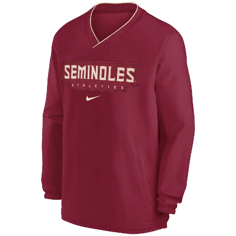 Nike Men's Seminoles Athletics V-neck Pullover Windshirt - Garnet