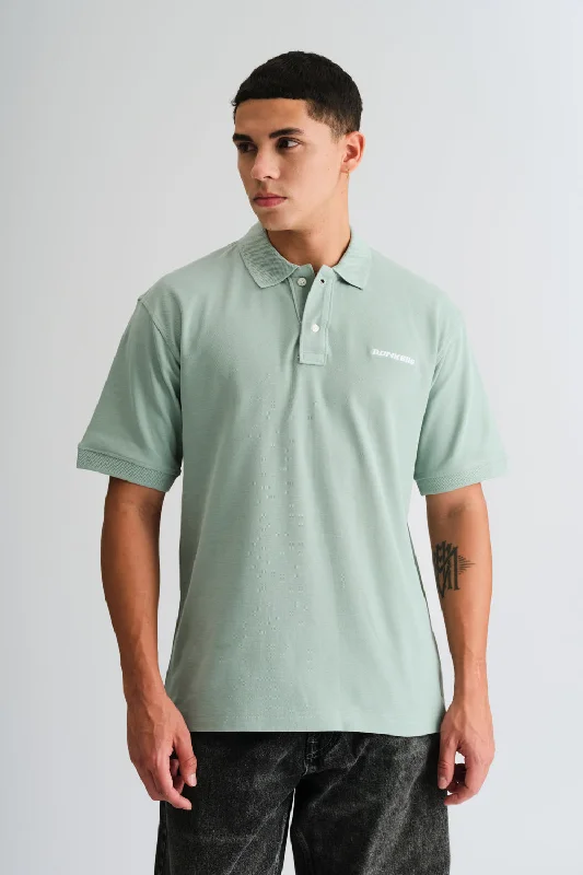 Pastel Green Signature Jacquard Collar Premium Polo