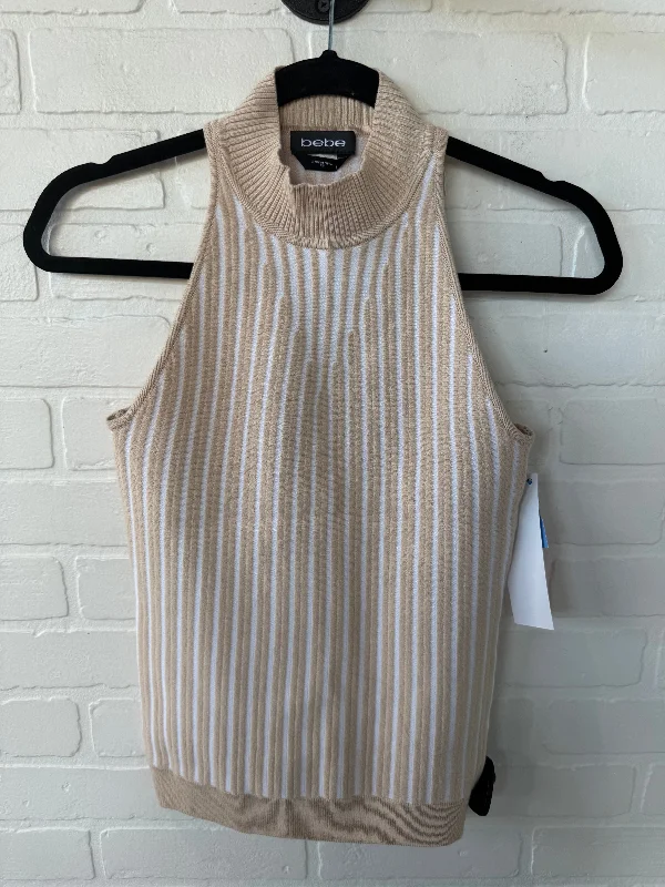 Vest Sweater By Bebe In Tan & White, Size: Xs