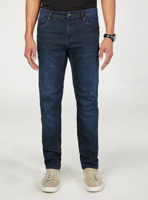 Blue men's jeans with contrasting detail