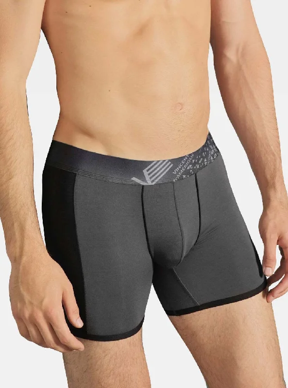 Plain charcoal bamboo boxers with black contrast