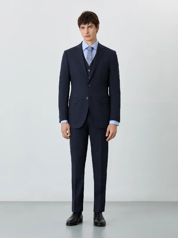 Slim Fit Prince Of Wales 3 Pieces Suit In Wool-elastane Blend