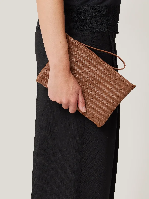 Woven Leather Pouch | Tan