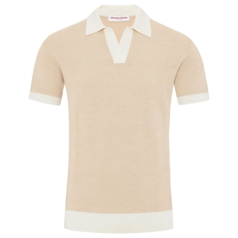 Horton Contrast Polo White Sand/Biscuit - AW24