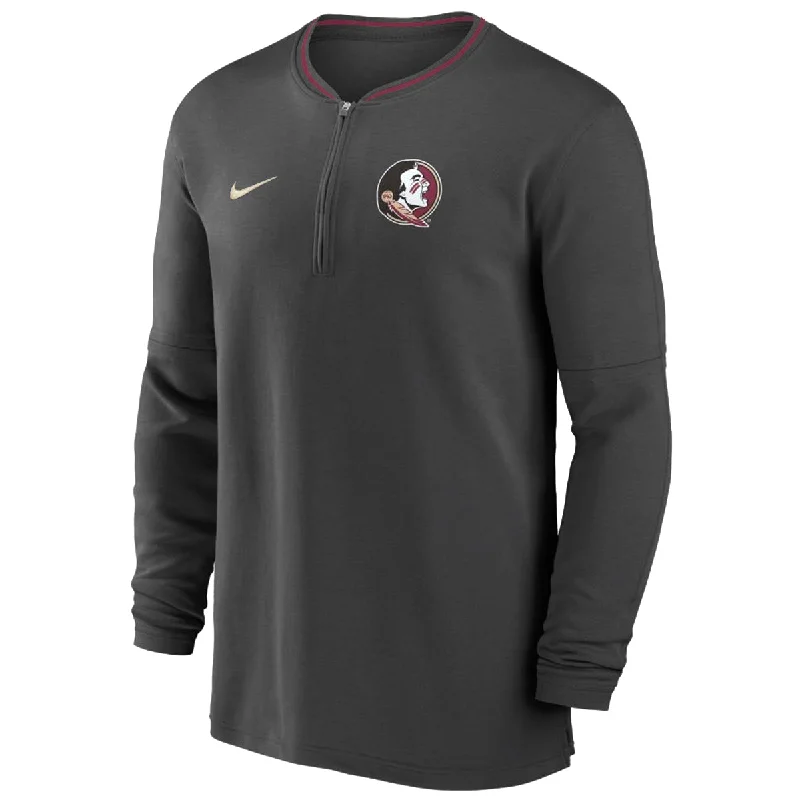 Nike Men's 2024 Seminole Logo Dri-fit Half-zip Coach's Top - Anthracite