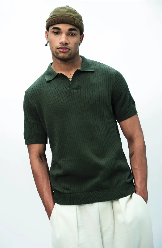 Olive Knit Polo T-shirt