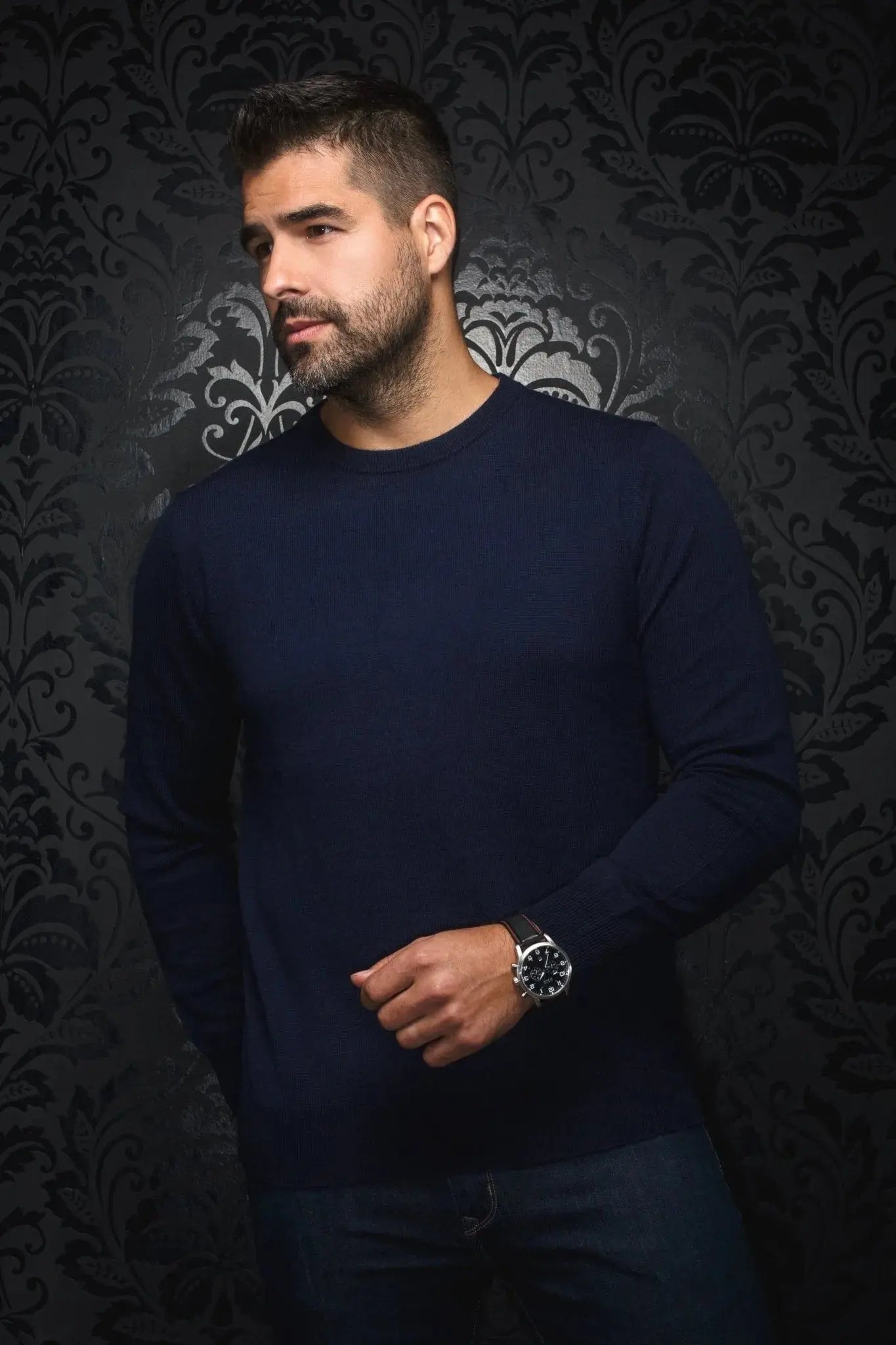 AU NOIR I Merino Wool Sweater I Marini Navy