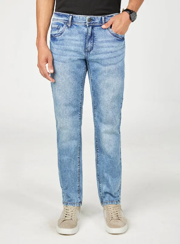 Pale blue faded men's jeans