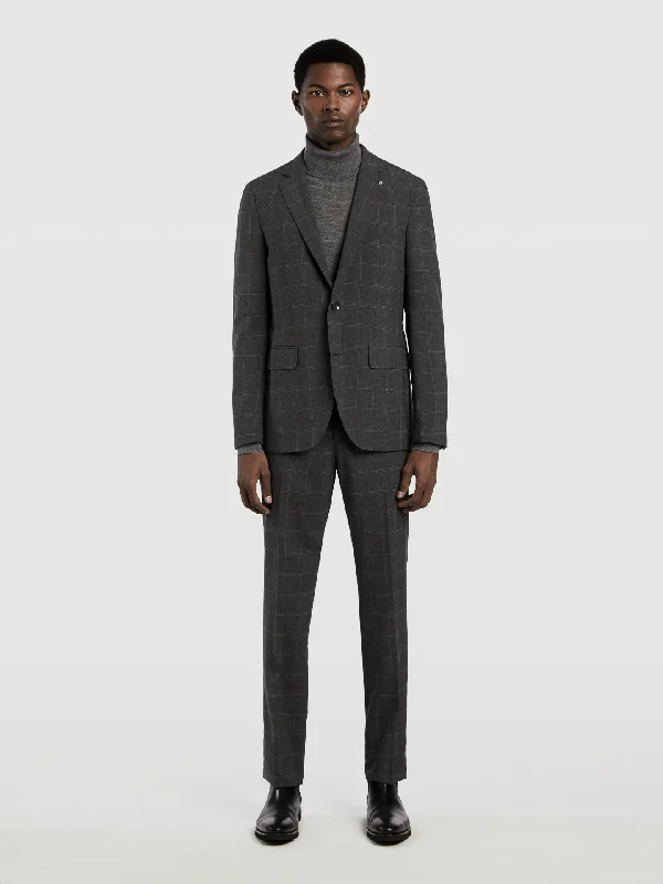 Slim fit windowpane coolmax suit