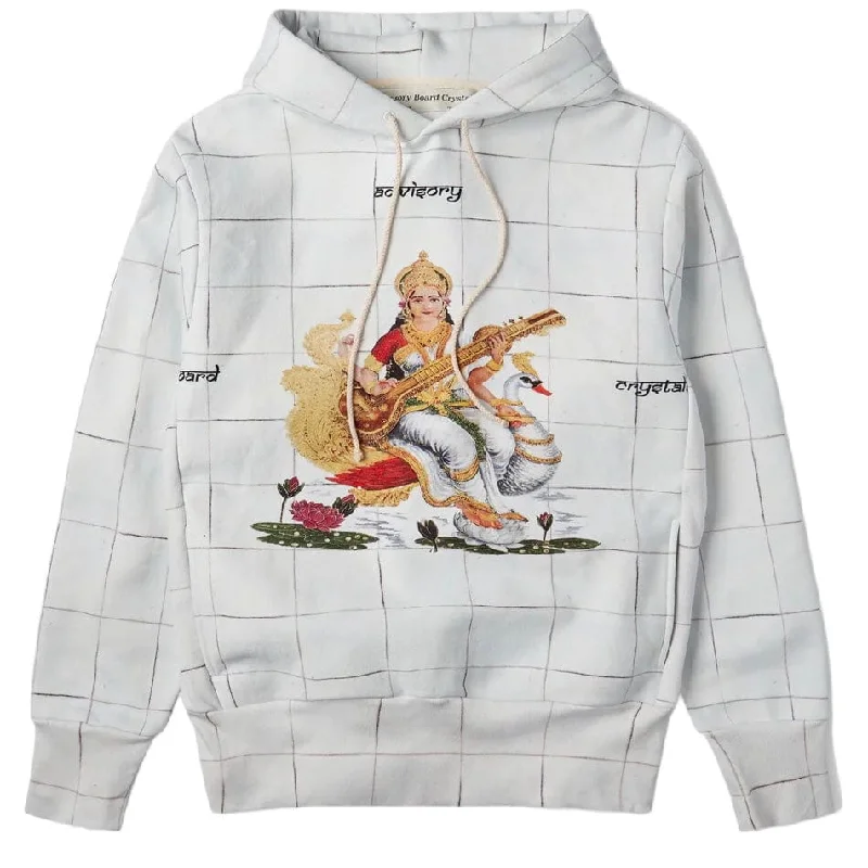 Advisory Board Crystals Saraswati Ceramic Tile Hoodie (White Print Check)