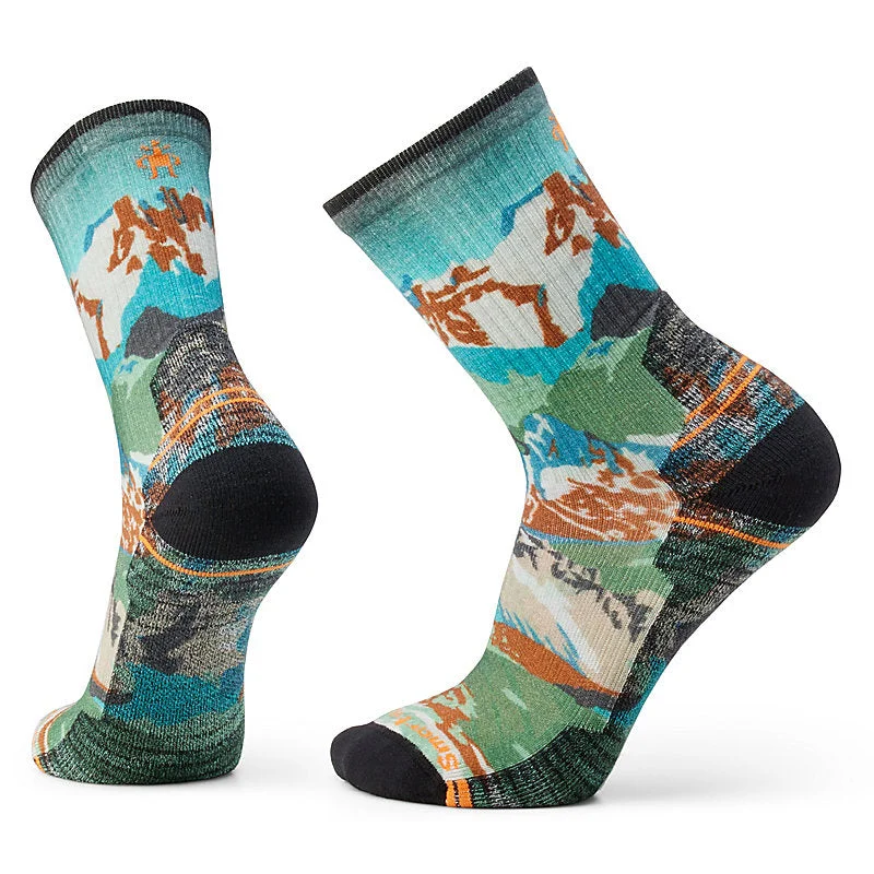 Hike Light Cushion Alpine Trail Print Crew Sock